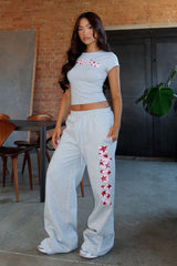 From The Archives Jaxx Wide Leg Sweatpant Dark Grey Marle