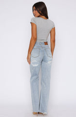 Alana High Waisted Straight Leg Jeans Light Blue