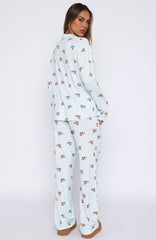 Pillow Talk Printed Long Sleeve Pyjama Set Blueberry Breakfast