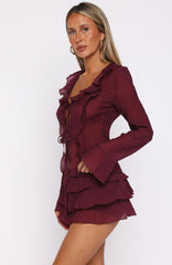 Your Status Long Sleeve Blouse Burgundy