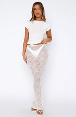 Under My Spell Lace Maxi Skirt White
