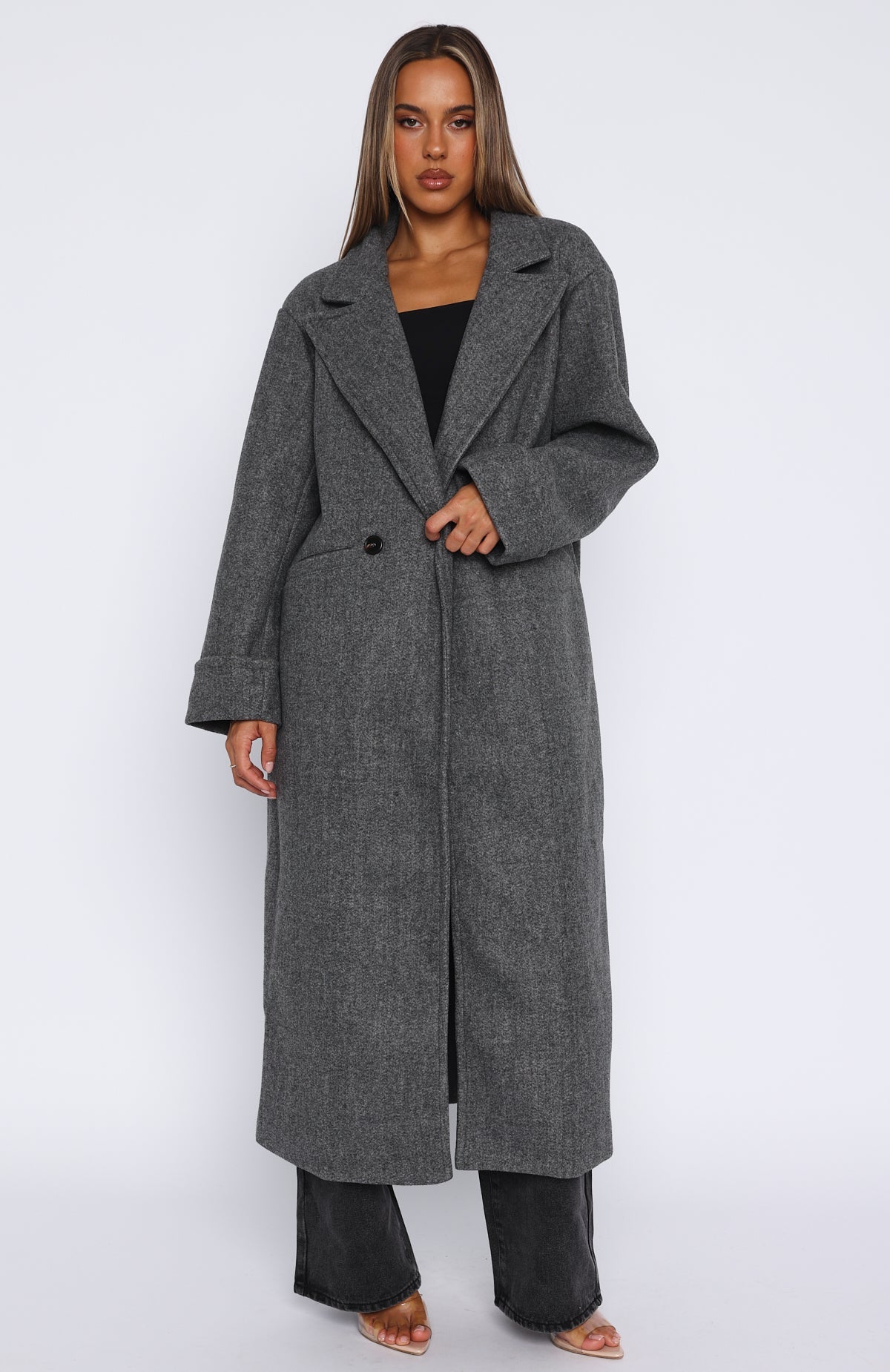 Winter Holiday Oversized Coat Charcoal
