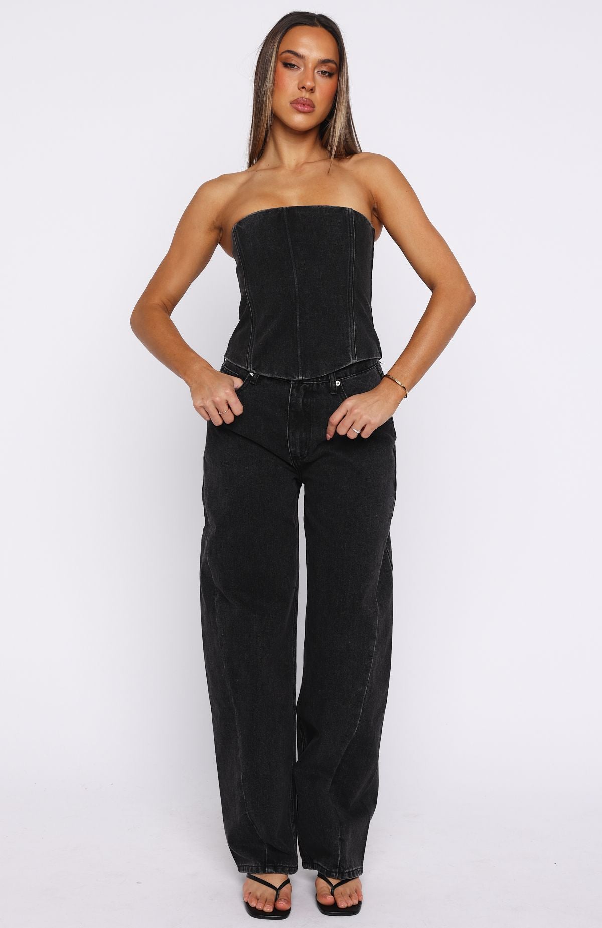 Be Mine Forever Denim Bustier Black Acid