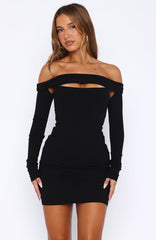 Don't Tempt Me Long Sleeve Mini Dress Black