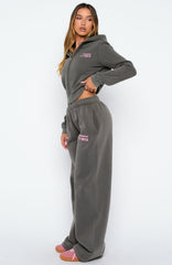 Down For Whatever Wide Leg Sweatpants Charcoal Wash