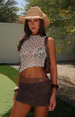 We Go Down Together Mini Skirt Brown