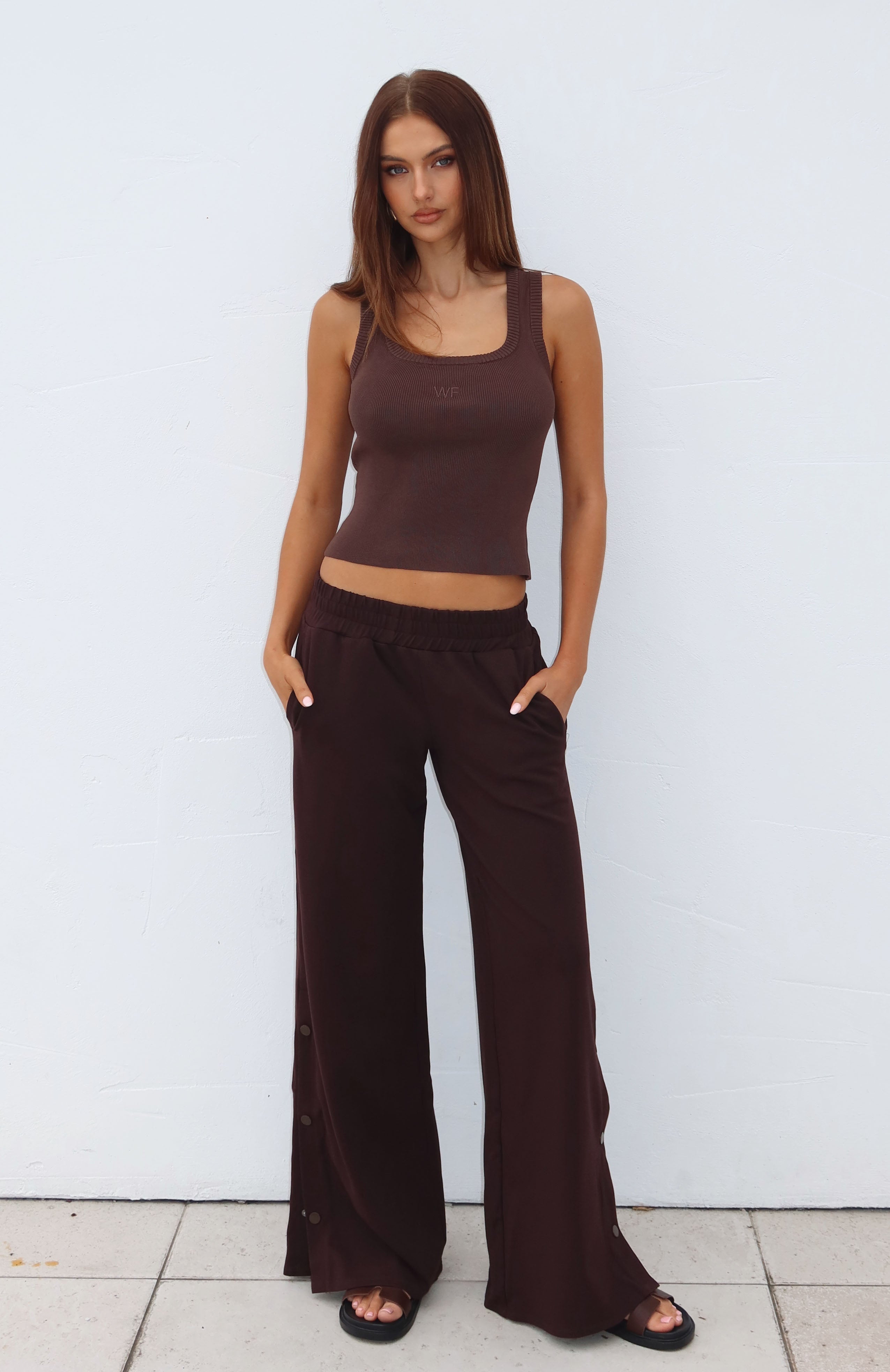 Our Bridges Burned Wide Leg Pants Chocolate