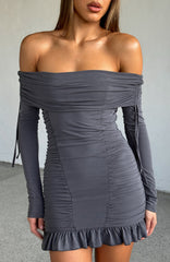 Diva Code Mini Dress Charcoal