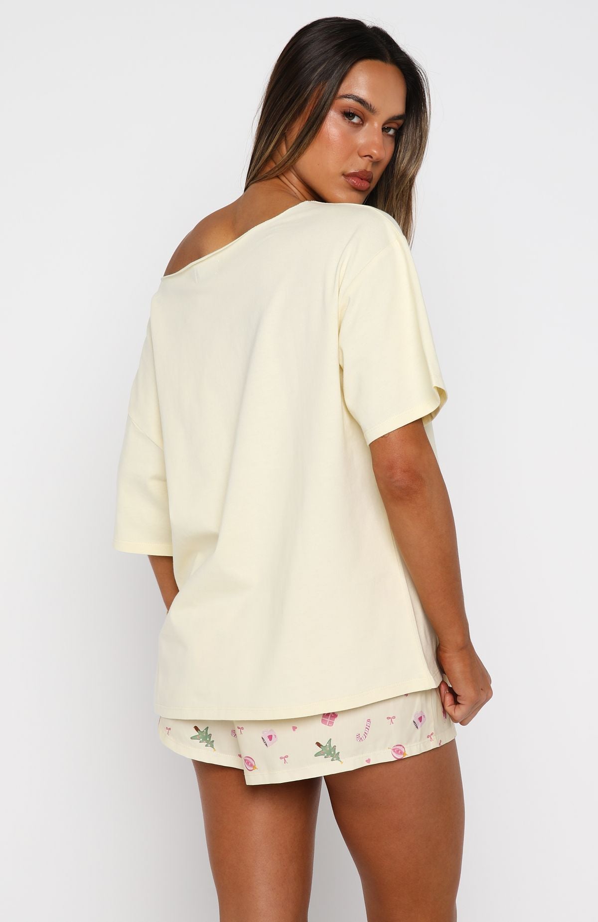 Sweetheart Pyjama Off Shoulder Tee Lemon