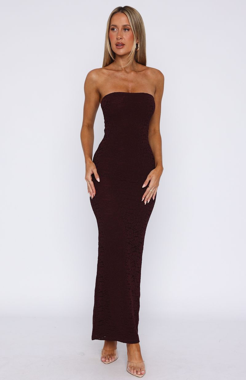 Mad Love Strapless Maxi Dress Burgundy