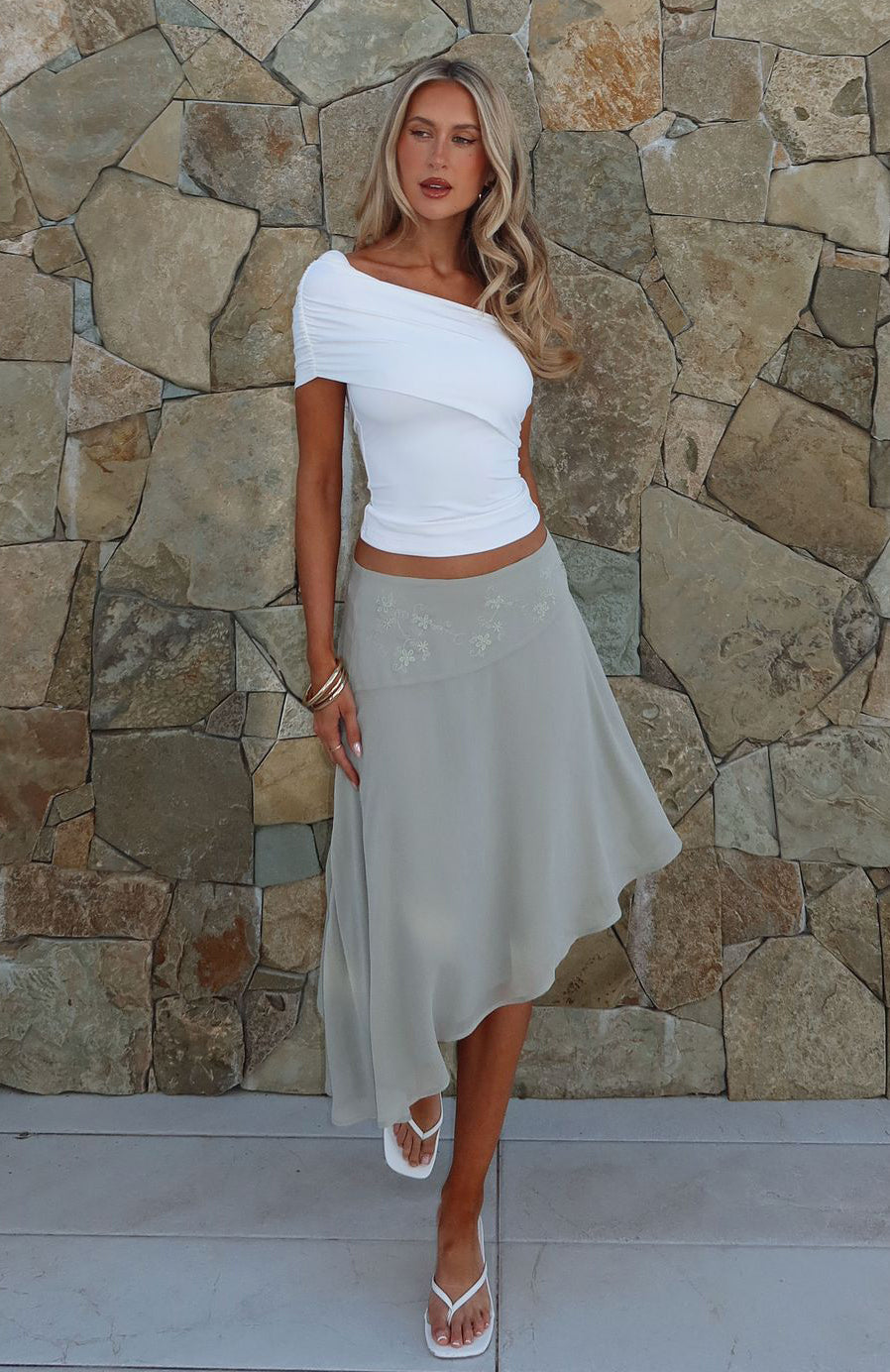 Hidden Grace Midi Skirt Sage