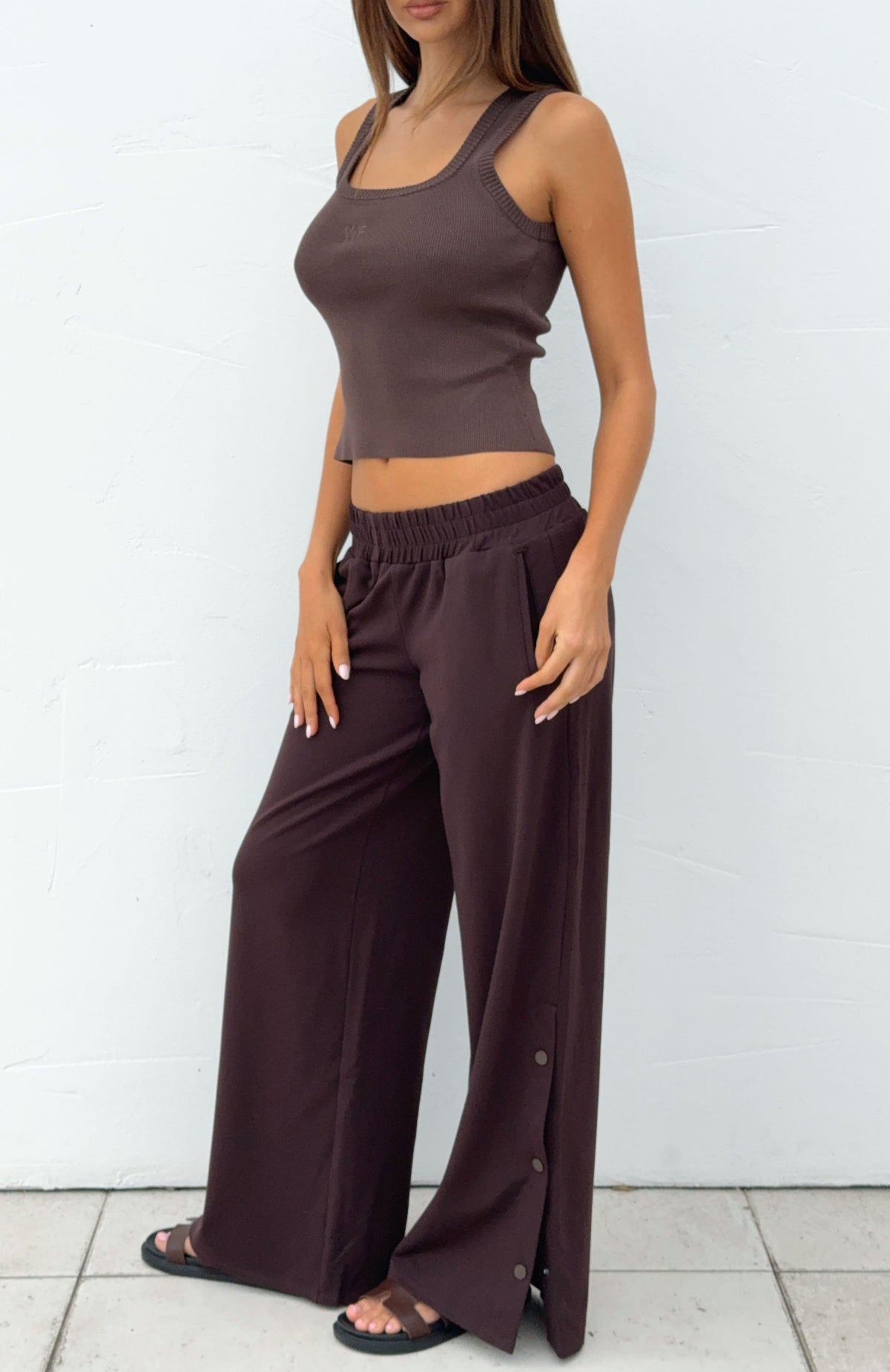 Our Bridges Burned Wide Leg Pants Chocolate