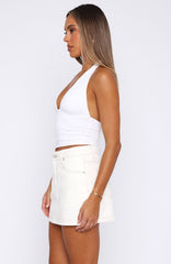 Don't Leave Me Denim Skort Off White