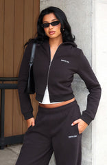 Comfy And Cute Slim Zip Front Hoodie Charcoal