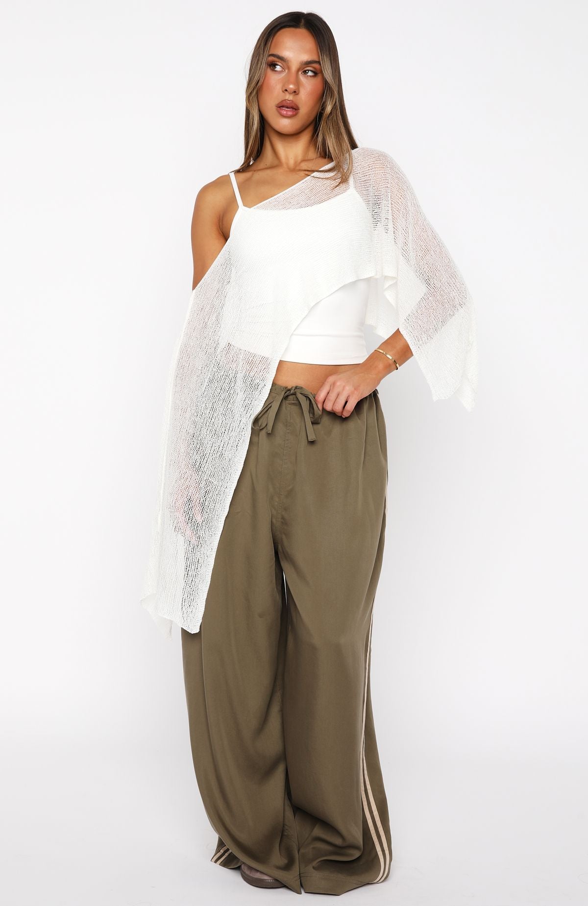 Beach Therapy Knit Poncho Top Cream