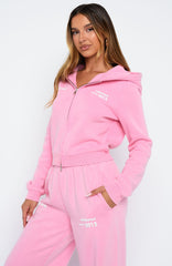 Down For Whatever Slim Zip Front Hoodie Pink Wash
