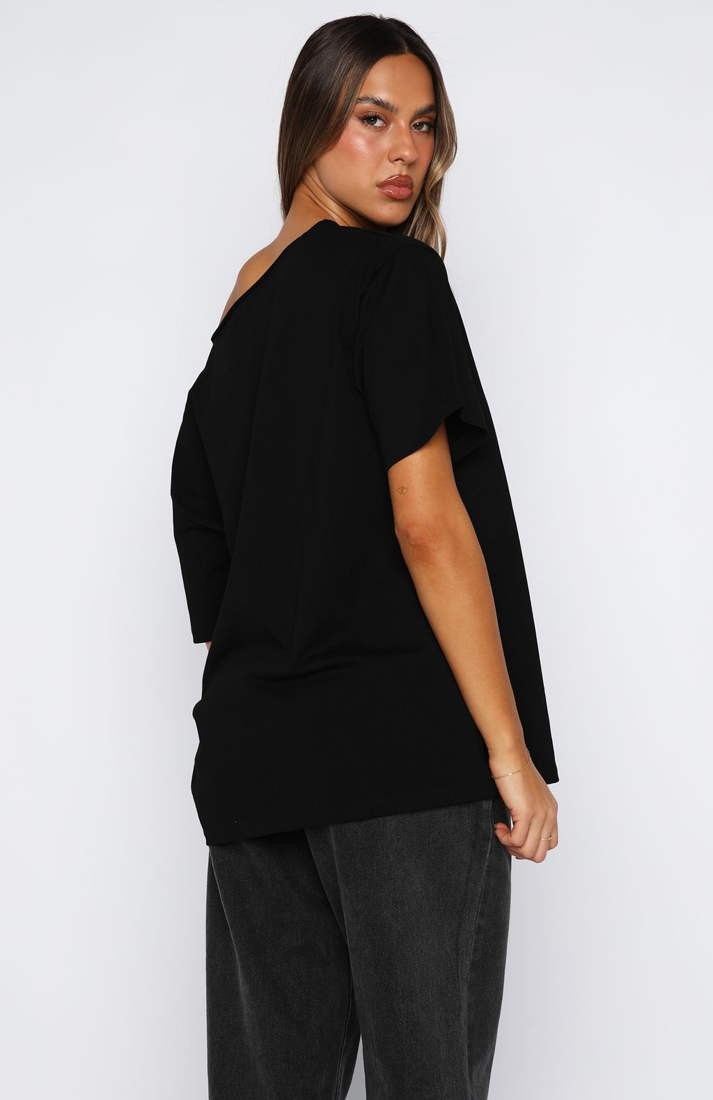 Give Me Options Off Shoulder Tee Black