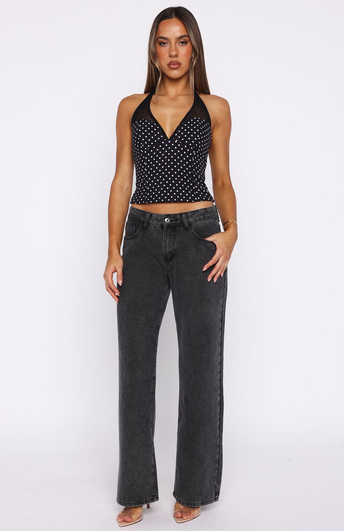 Just Your Type Bustier Black/White Polka Dot