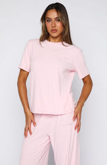 Come A Long Way Soft Lounge Ribbed Tee Pink