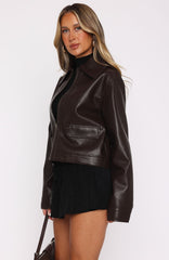 Nobody Told Me PU Jacket Chocolate