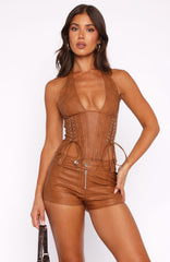 Midnight Blues PU Bustier Tan