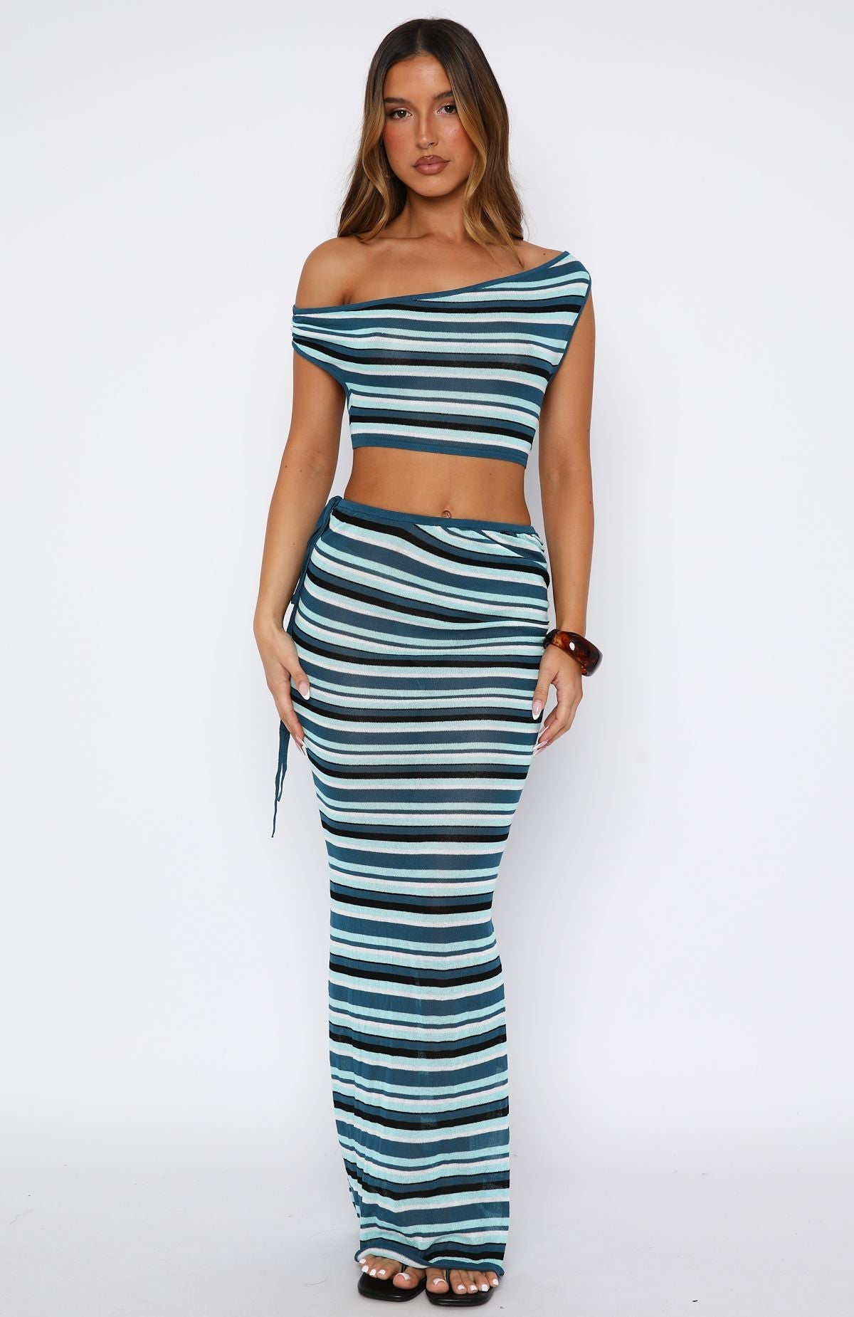 Some Where Beyond Knit Maxi Skirt Blue Horizon