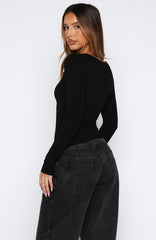 Whisper To You Long Sleeve Top Black