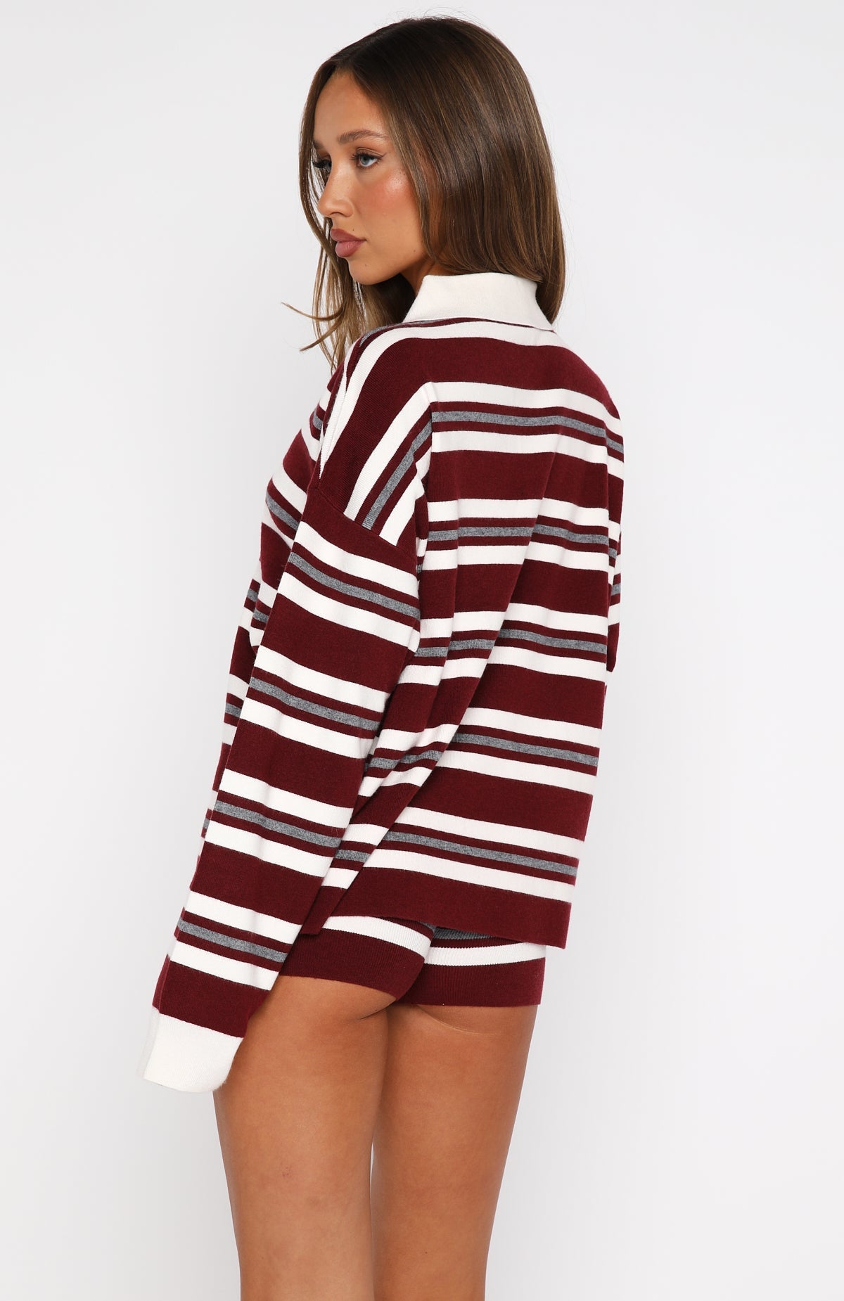 It's Ok, I'm Ok Knit Sweater Wine Stripe