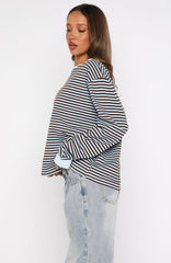 Catch The Drift Long Sleeve Tee Blue/Choc Stripe