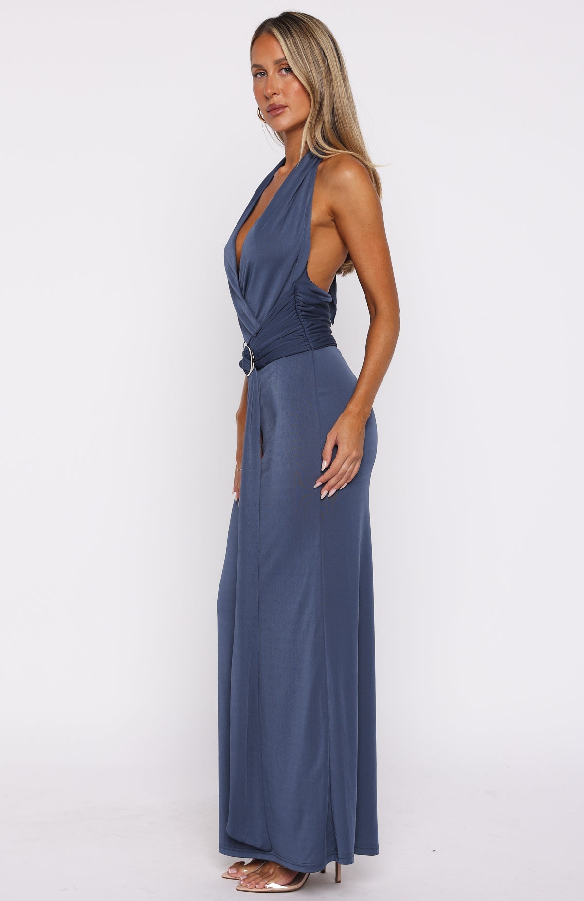 Too Hot For You Halter Maxi Dress Steel