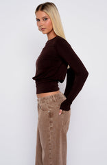 Love On Lock Long Sleeve Top Chocolate