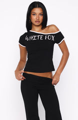 Good Things Take Time Off Shoulder Relaxed Tee Black