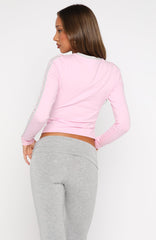 Forever Mine Long Sleeve V Neck Baby Tee Pink