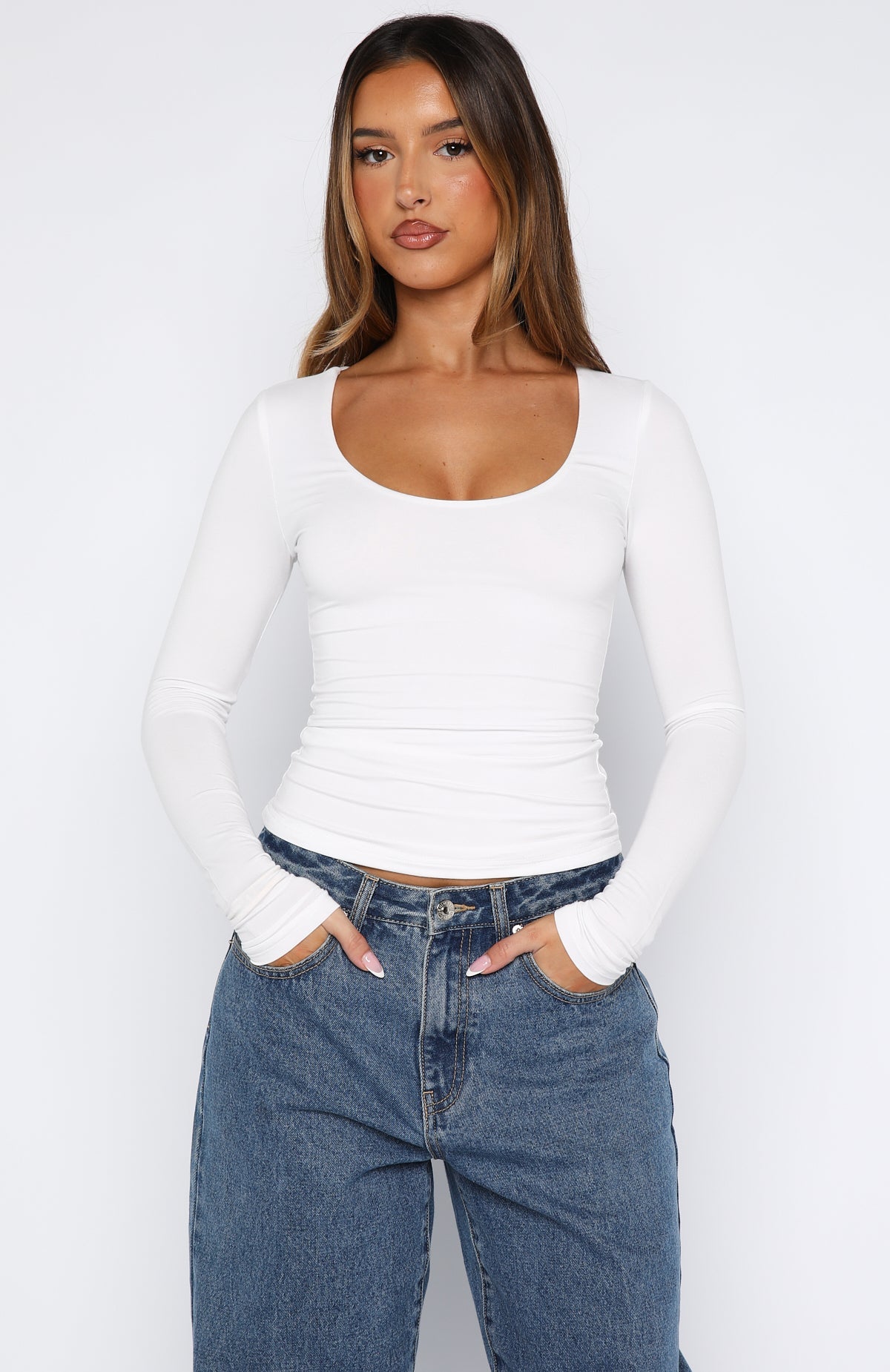Whisper To You Long Sleeve Top White