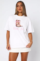 Kick Your Feet Up Oversized Tee White