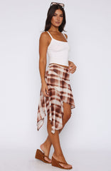 Crazy Romantic Midi Skirt Chocolate Plaid