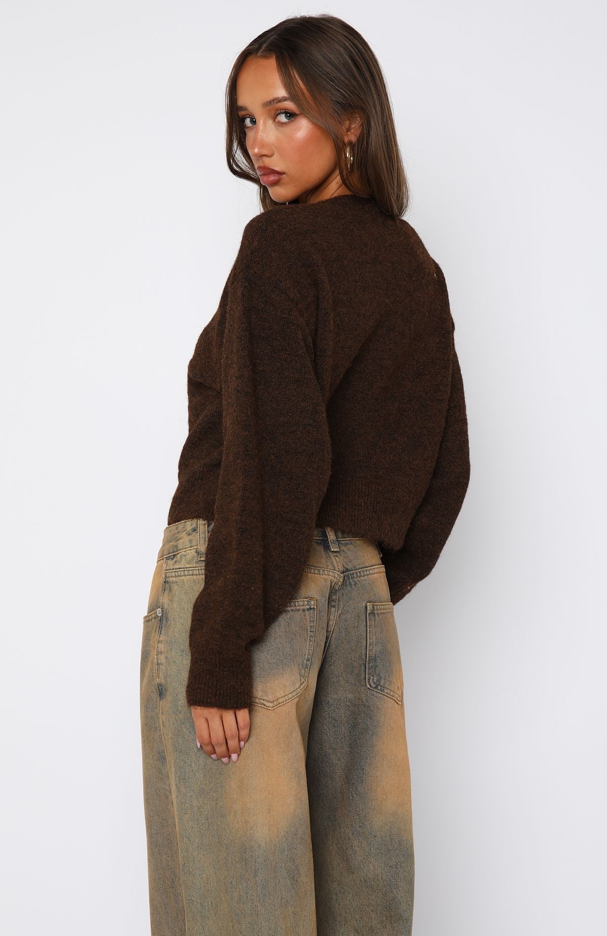 Warm Whispers Knit Cardigan Chocolate