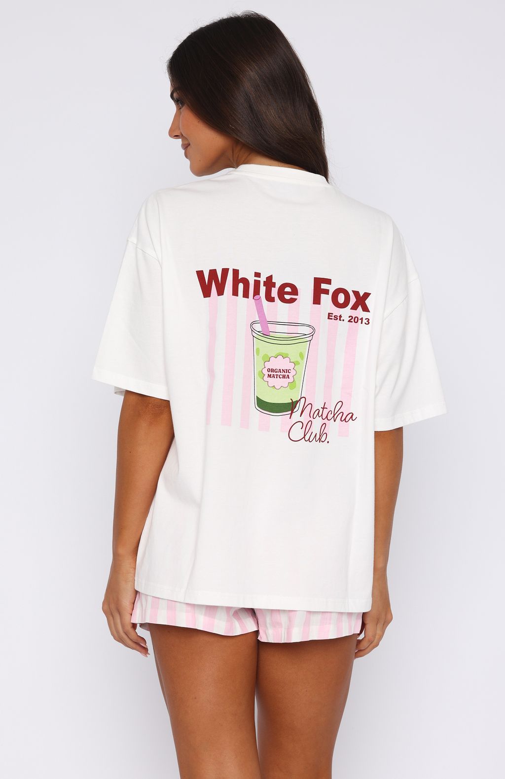 Matcha Club Pyjama Oversized Tee White