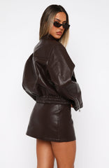 Tell Me Nothing PU Jacket Chocolate