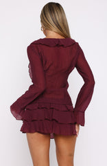 Your Status Long Sleeve Blouse Burgundy
