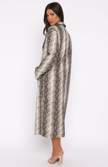 The Hardest Part PU Coat Tan Snake