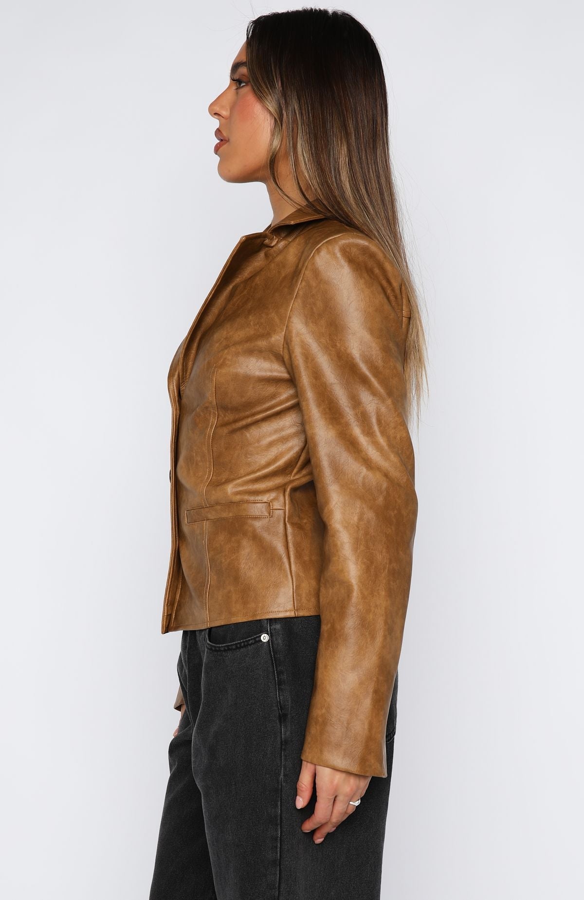 Classic Babe PU Jacket Tan