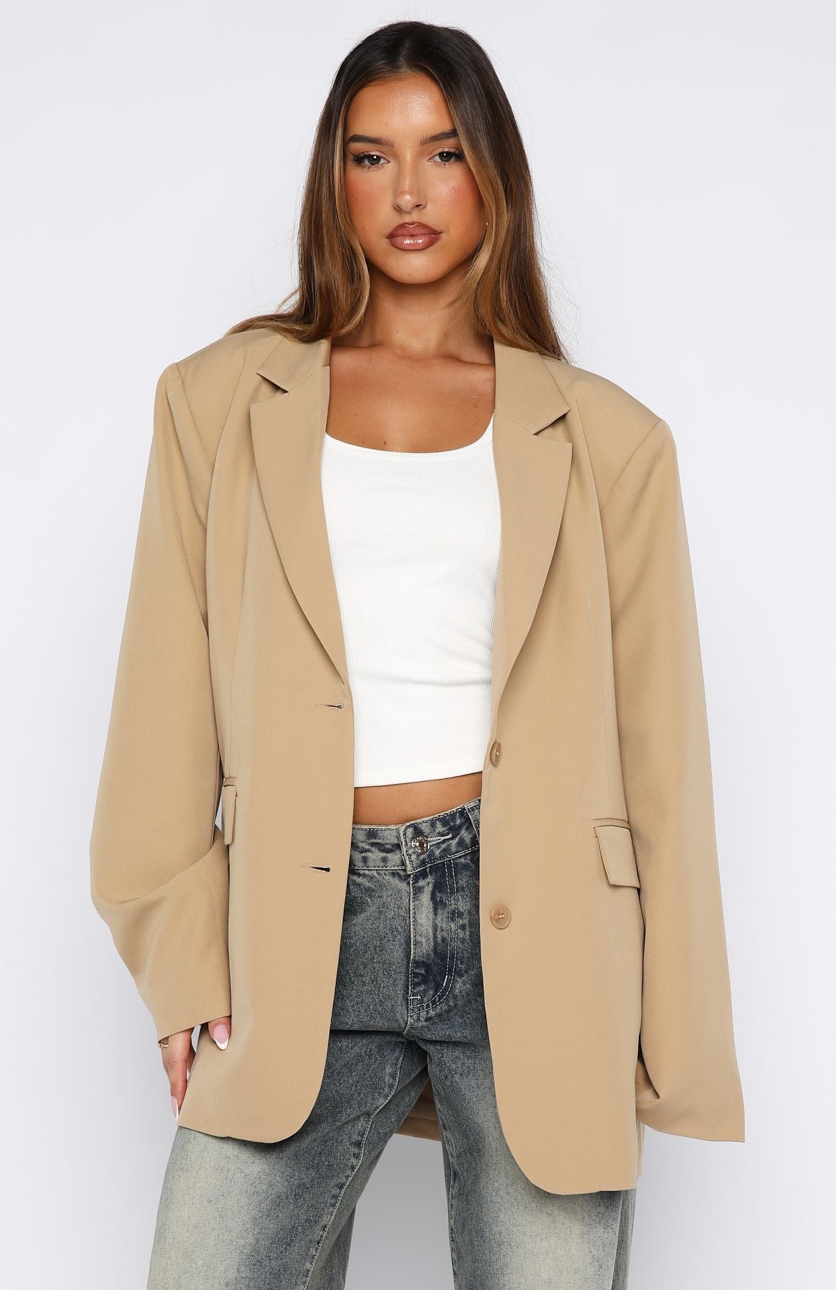 Catch Me Now Oversized Blazer Sand
