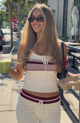 Keep Driving Knit Cami Top Burgundy Stripe