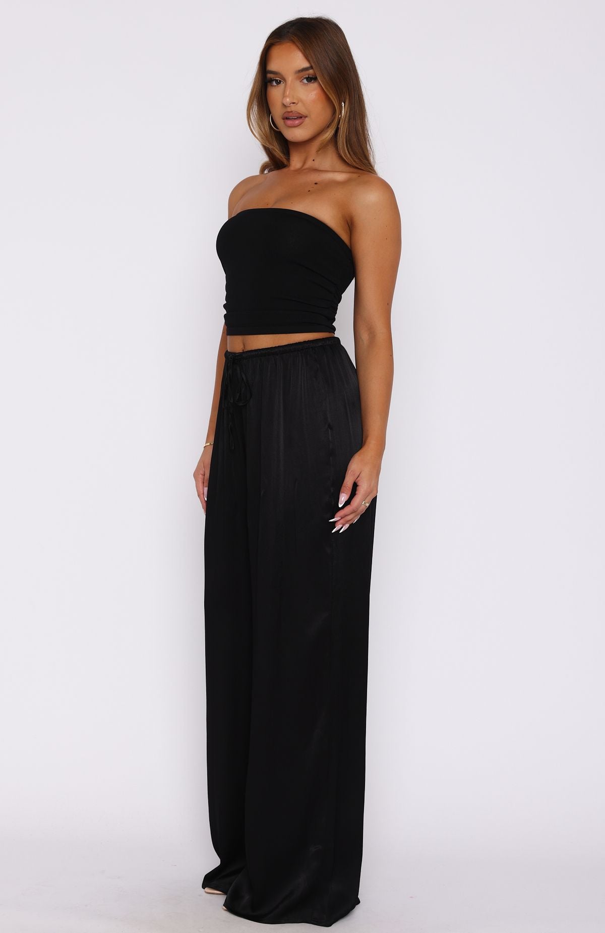 Catching Up Wide Leg Pants Black