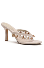 Kimberly Heels Cream Faux Suede