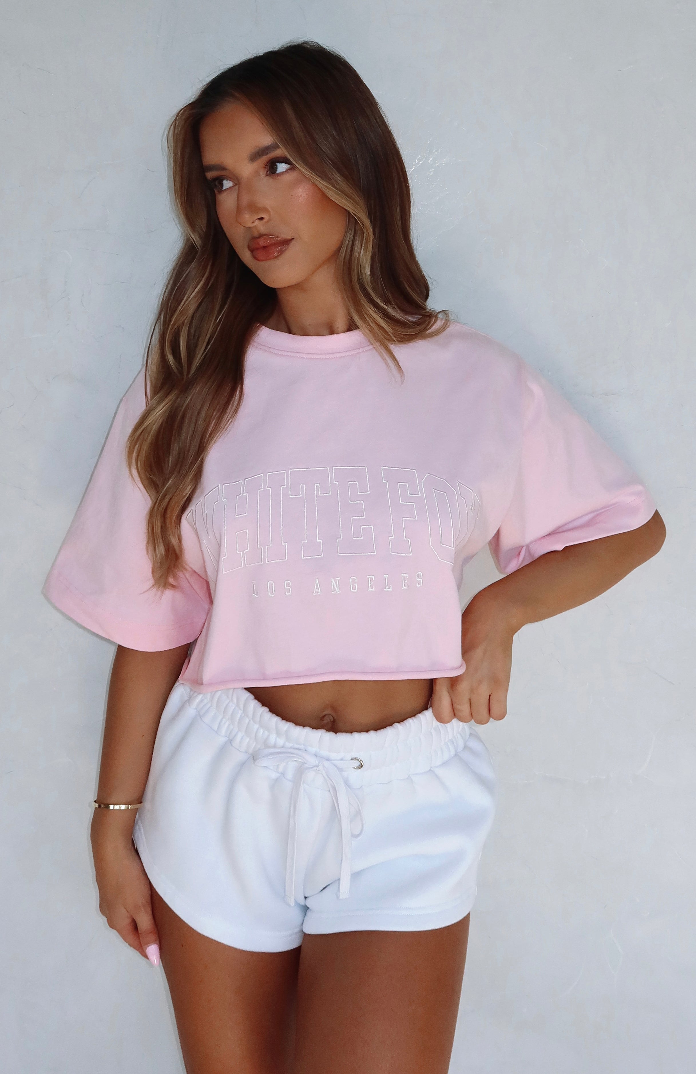 Let's Get Started Oversized Cropped Tee Pink