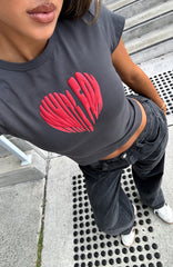 Love Burst Baby Tee Charcoal