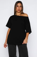 Give Me Options Off Shoulder Tee Black