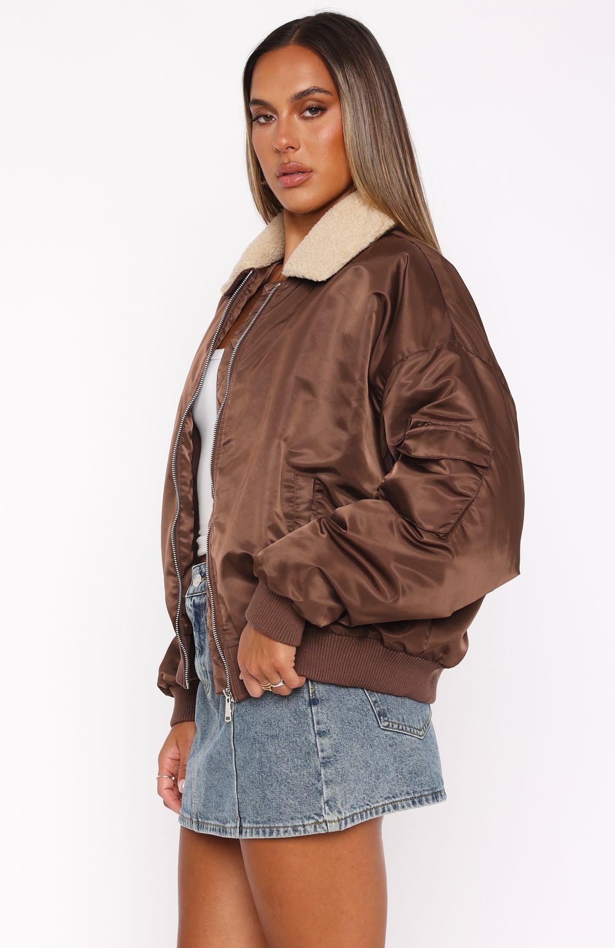 No Airtime Bomber Jacket Chocolate